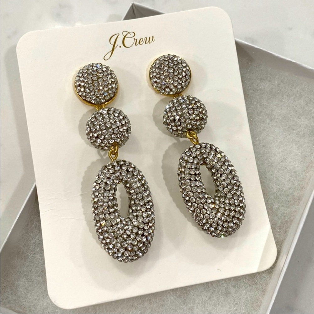 NWT J. Crew Triple Crystal Drop Earrings - Picture 4 of 4